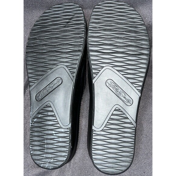 Pure Sole Slip On Sandals black leather with flower accent on the top Women Sz 8 - Picture 7 of 14